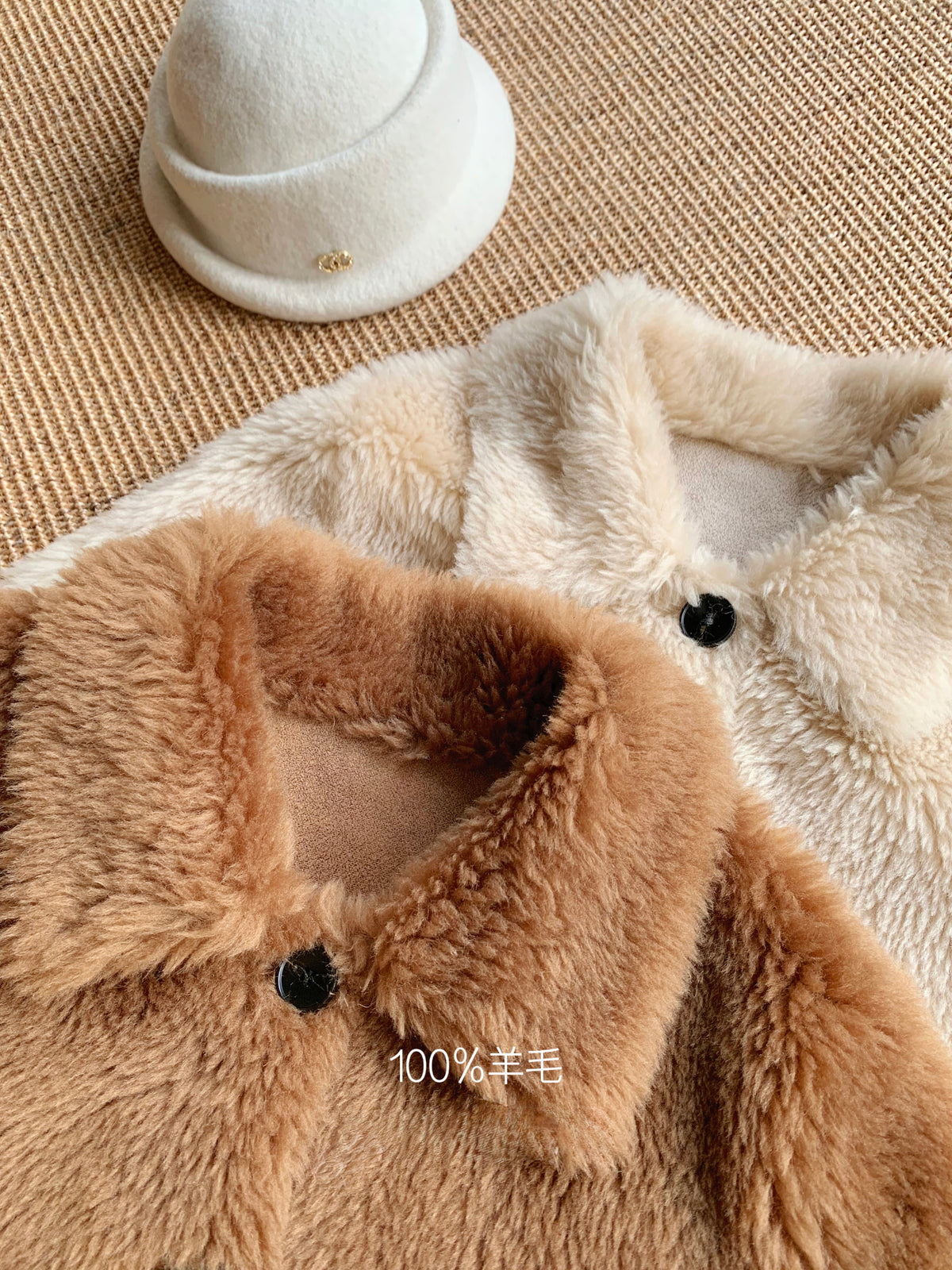 ⁠[Teddy Bear] 100% Wool Plush Button Front Short Jacket (YR-2022)