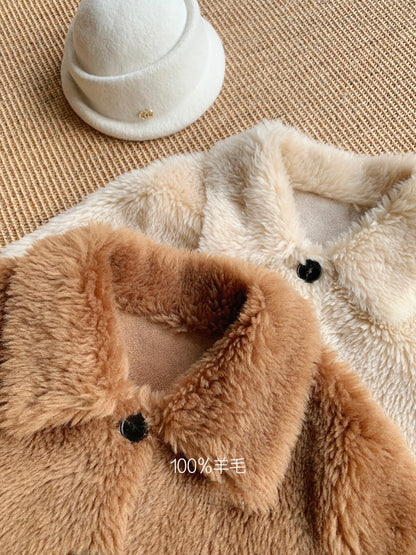 ⁠[Teddy Bear] 100% Wool Plush Button Front Short Jacket (YR-2022)