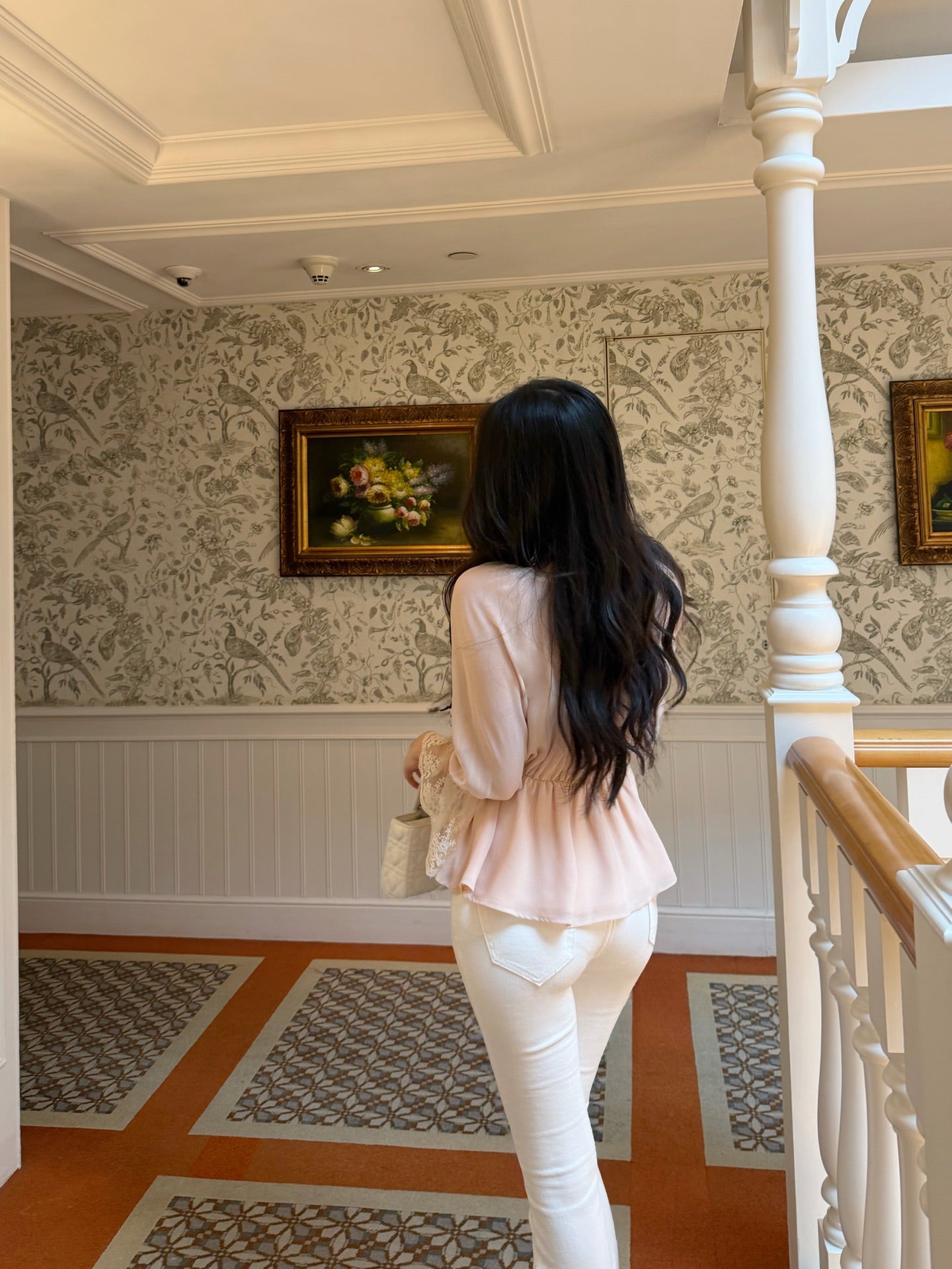 [Romantic] French Lace Trim Tie-Front Chiffon Blouse (Q1361)