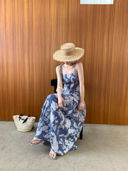 [Vacation] Artist Printing Flower Long Dress