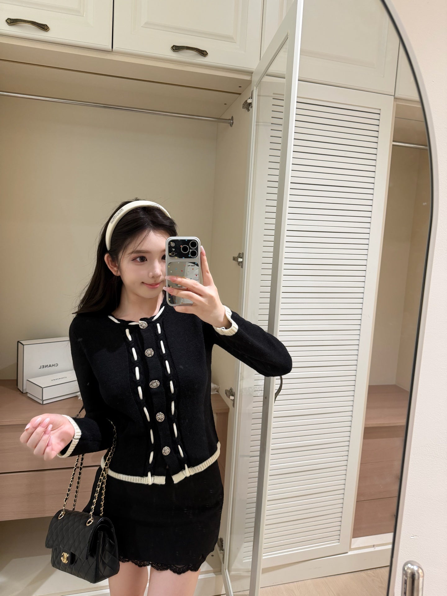 [Workwear] Vintage Chanel Style Contrast Trim Knit Cardigan (MY-06)⁠
