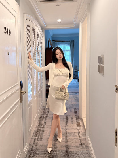[Coquette] Soft Lace Trim Knit Cami and Cardigan Set (MYQ-01)⁠