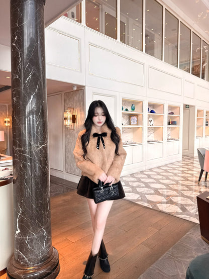 ⁠[Bestseller] Rabbit Fur Ribbon Bow Jacket (PC-015)⁠