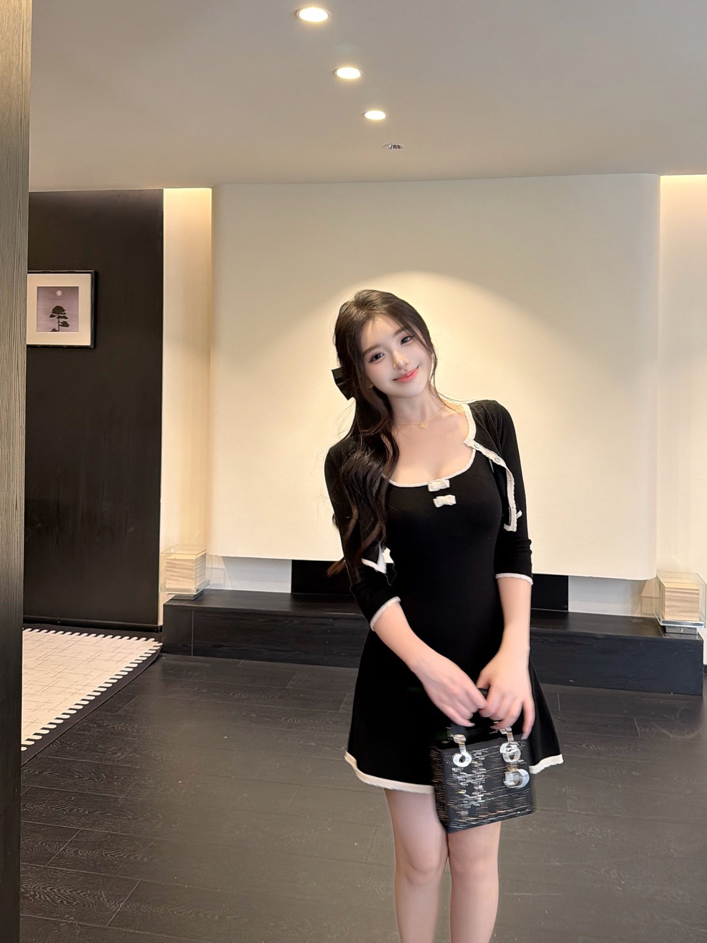 [Signature] Slimfit Knit Cardigan & Cami Dress Set (MY-08/MY-09)
