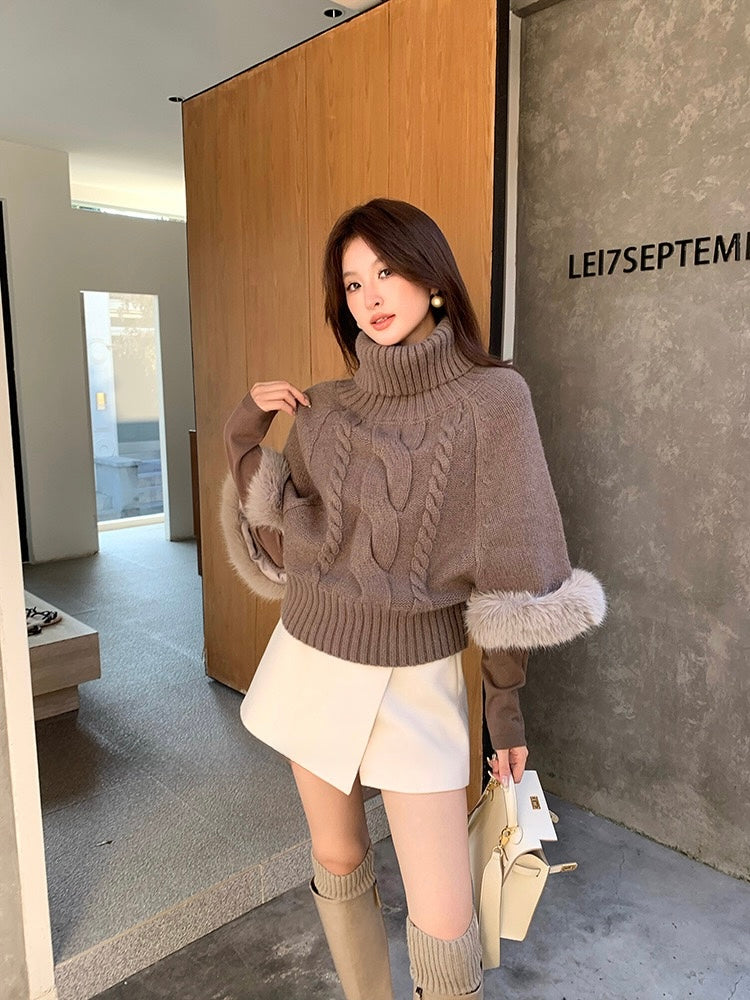 [Stylish] Korean Style High Neck Knitted Sweater