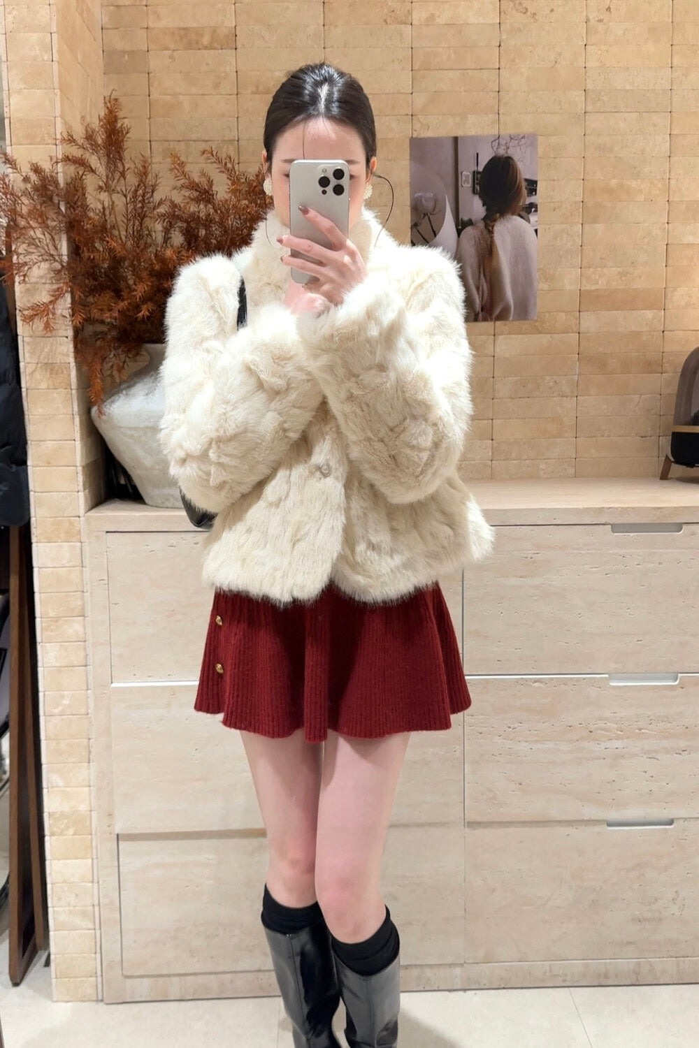 [Fluffy] Winter Synthetic Faux Fur Jacket