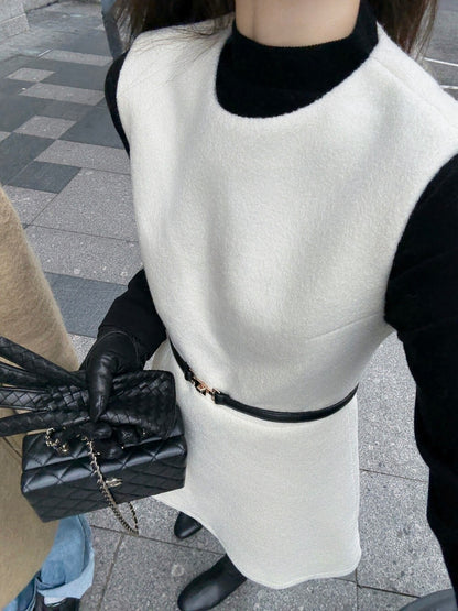 [Luxury] 90% Wool OL One-piece Dress (with belt)