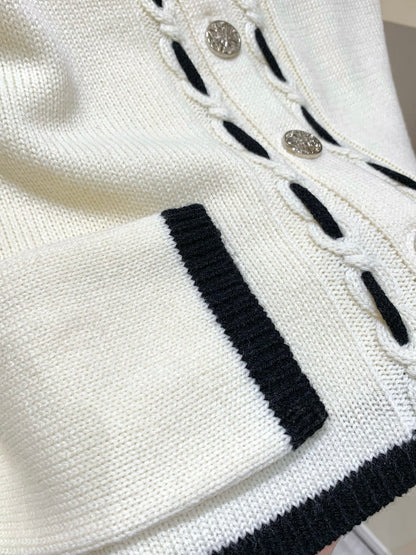 [Workwear] Vintage Chanel Style Contrast Trim Knit Cardigan (MY-06)⁠