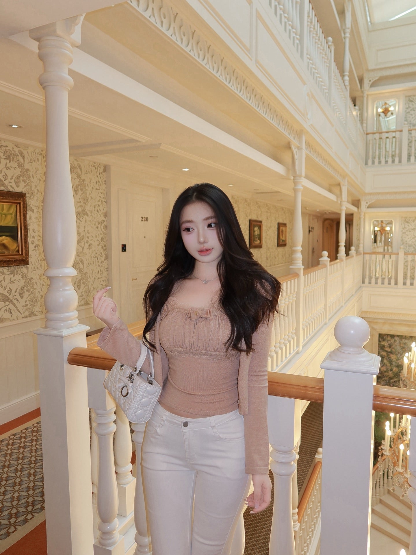 [Coquette] Soft Lace Trim Knit Cami and Cardigan Set (MYQ-01)⁠