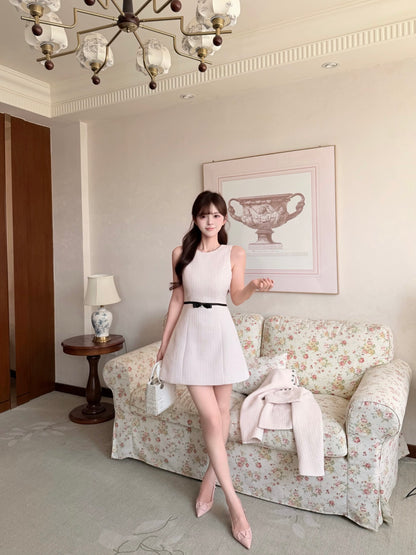[Elegant] Pearl Tweed Crop Jacket & Skirt Set (Q1522)
