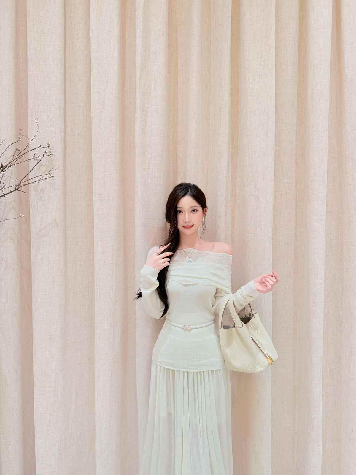 [Lumi Premium] Lyocell-Wool Flowy A-Line Skirt (YR2010)