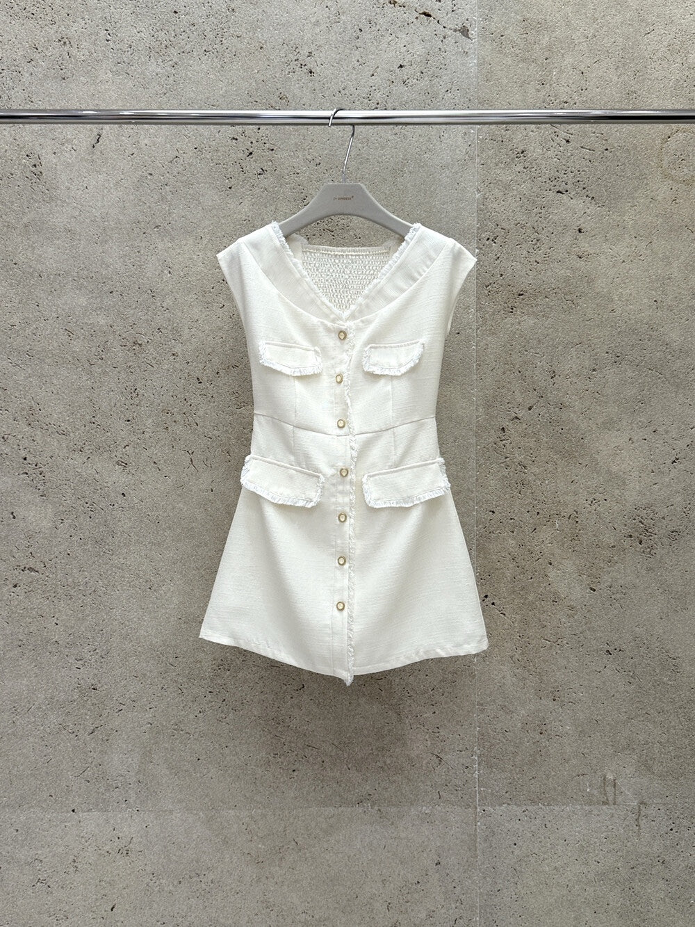 [Elegant] Workwear Tweed V-neck Dress
