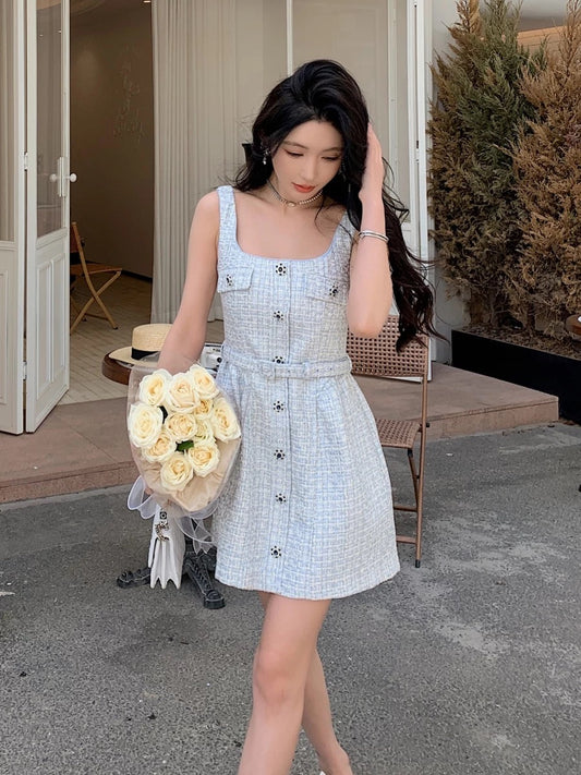[Celebrity] Popular Slim Tweed Dress (with belt)