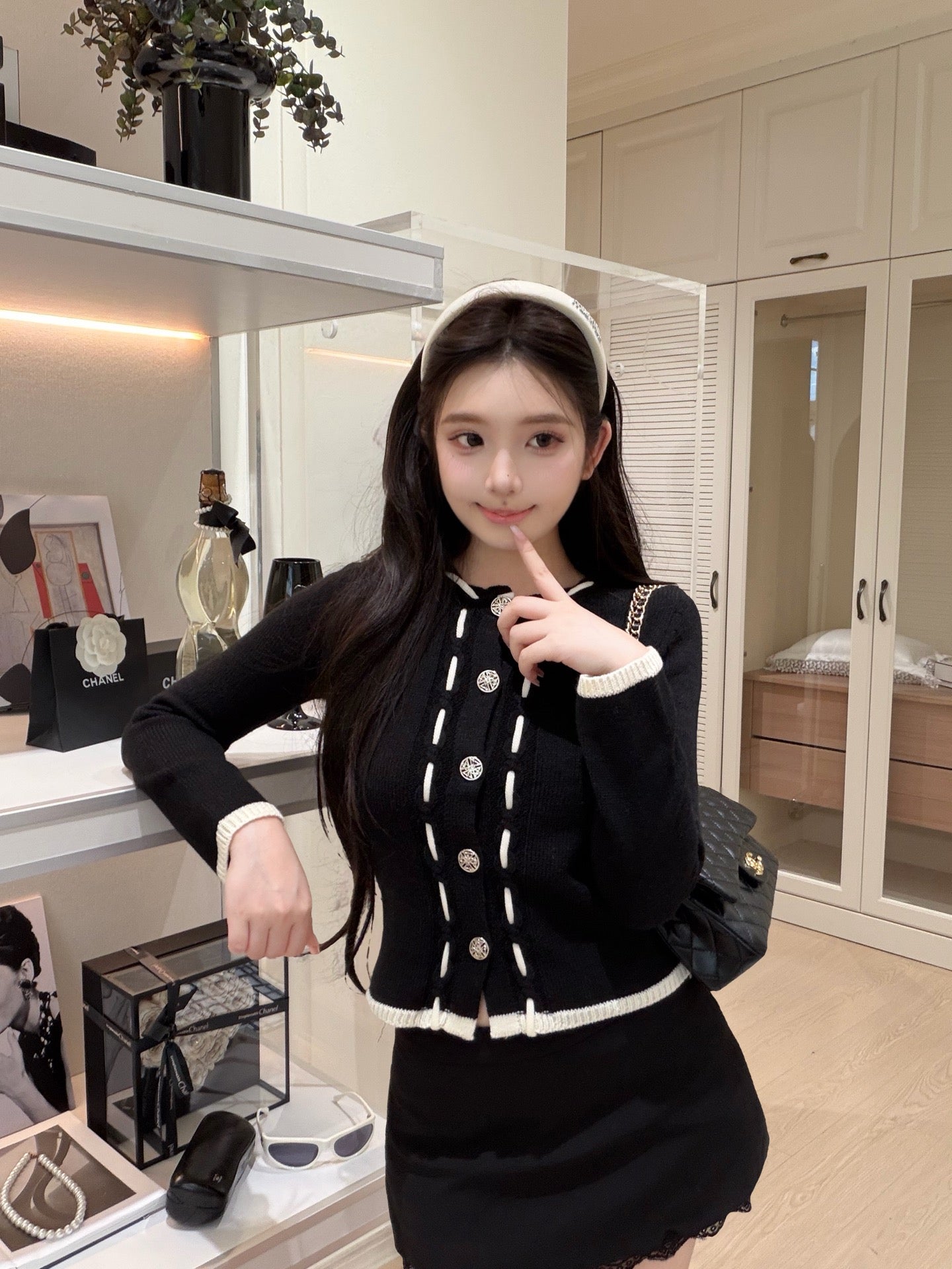 [Workwear] Vintage Chanel Style Contrast Trim Knit Cardigan (MY-06)⁠