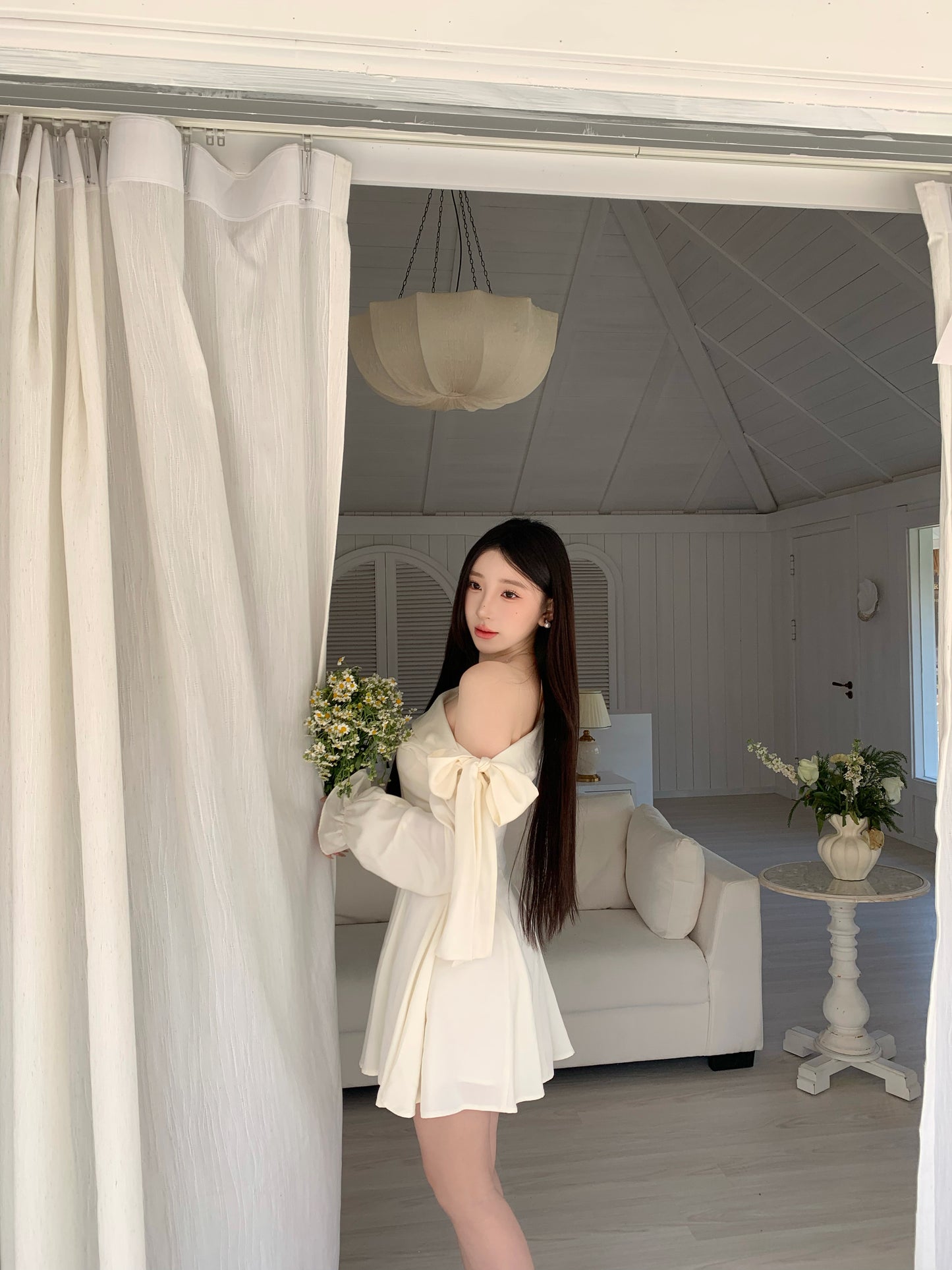[Princess] 100% Lyocell off-shoulder Dress