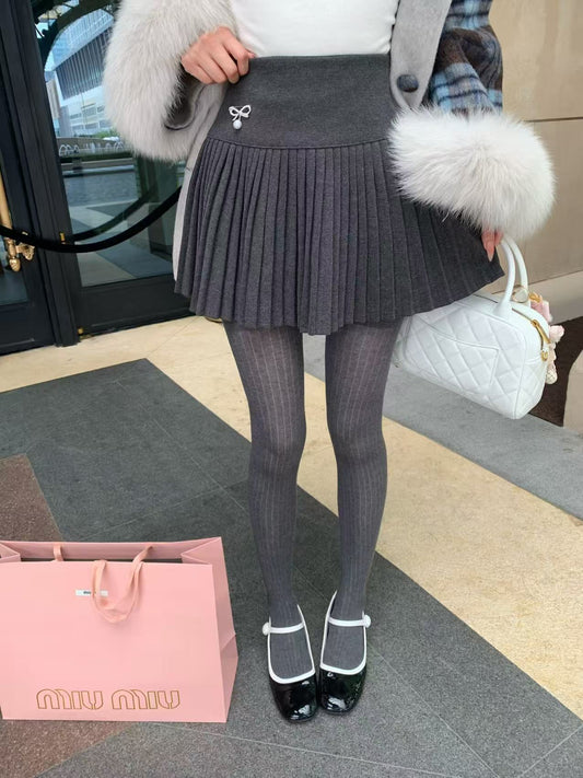 [Celebrity] Woolen Pleated Skirt