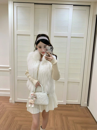 [Luxury] Elegant Fluffy Fox Fur Vest