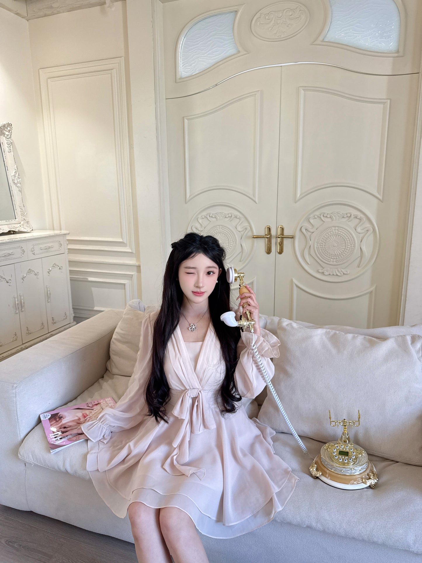 [Celebrity] Chiffon Ribbon Skirt