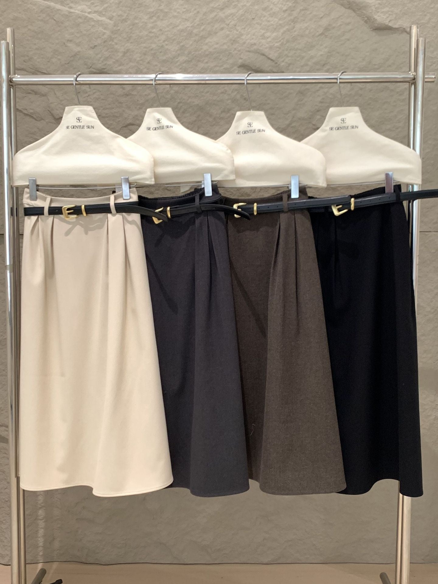 [Versatile] Pleated Long Skirt(with belt)