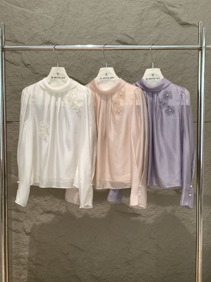 [Workwear] Elegant Chiffon Long-Sleeve Shirt