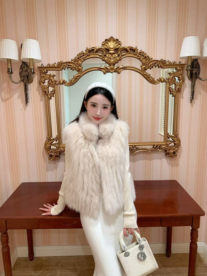 [Luxury] Elegant Fluffy Fox Fur Vest