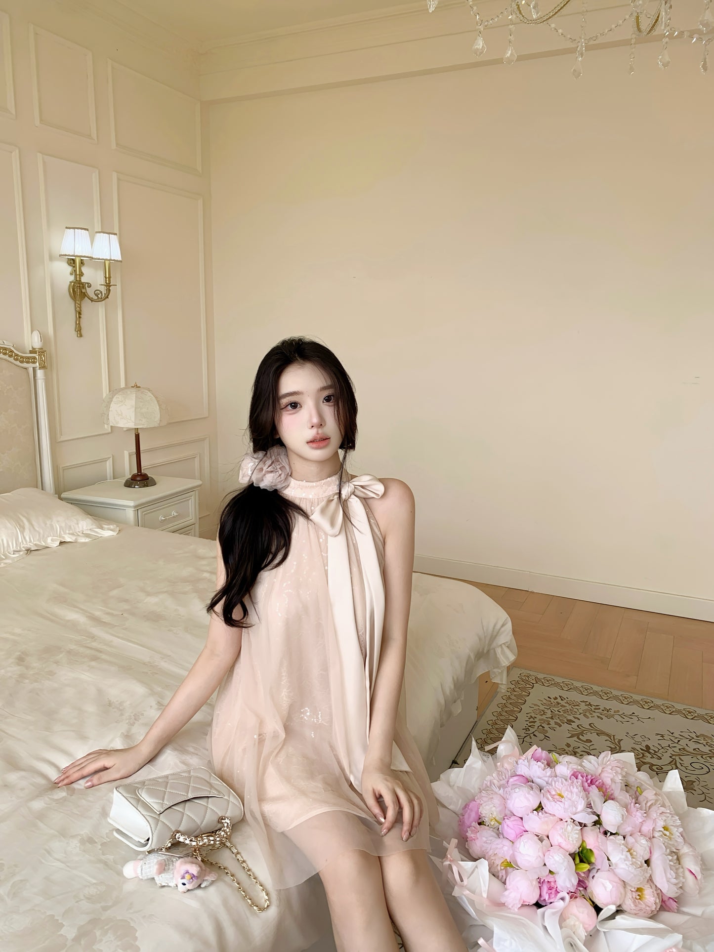 [Stylish] Flowy Lace Mini Dress (Q1119)