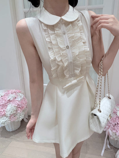 [Preppy] Peter Pan Collar Bow A-Line Mini Dress (Q1177)