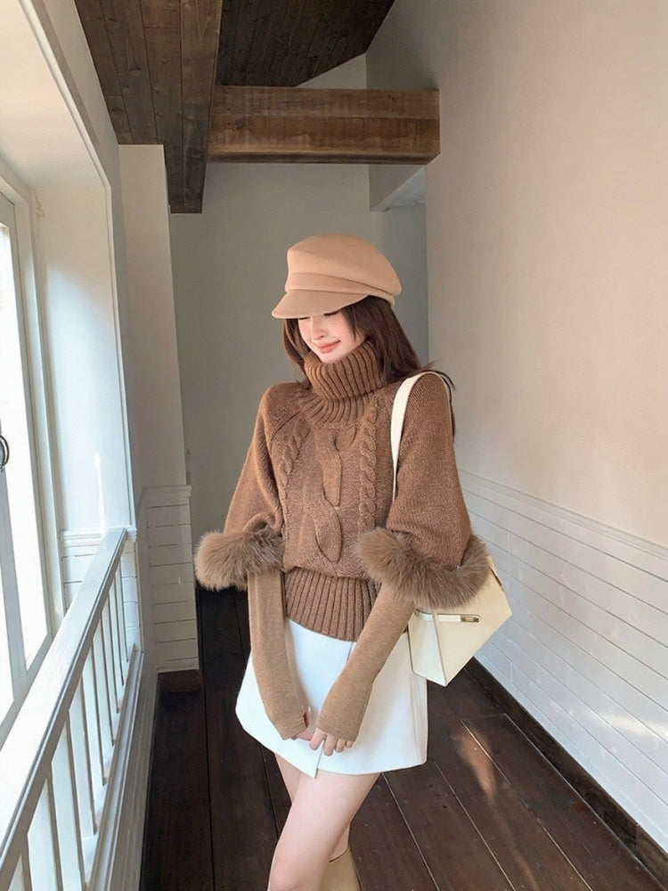 [Stylish] Korean Style High Neck Knitted Sweater