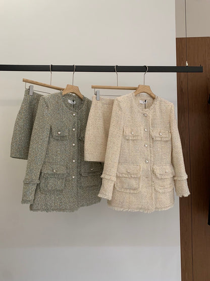 [Workwear] OL Tweed Blazer + Skirt Set