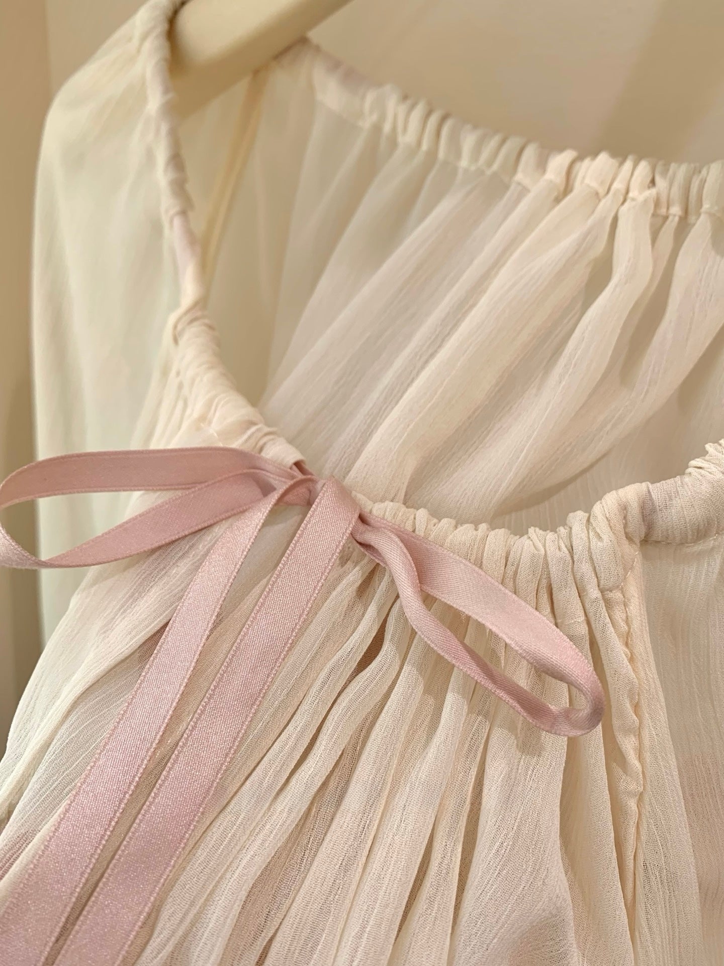⁠[Girly] French Romantic Ruffle Ribbon Chiffon Blouse (QH-031)⁠