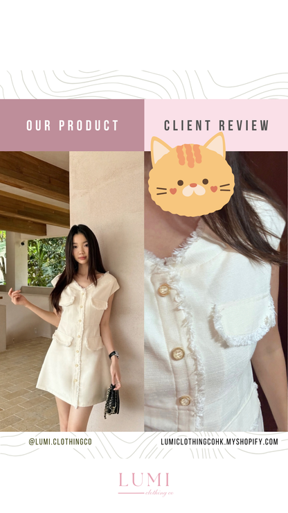 [Elegant] Workwear Tweed V-neck Dress
