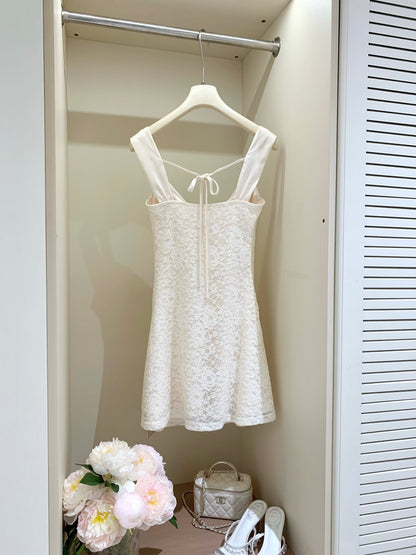 [Coquette] Back-Tie Sleeveless Lace Slip Dress (Q1199)