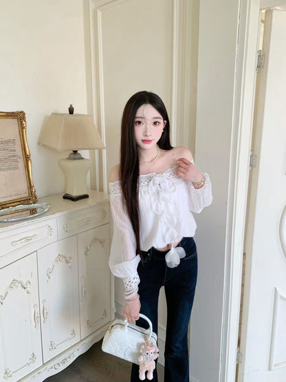 [Flower] Girlgod off-shoulder Top