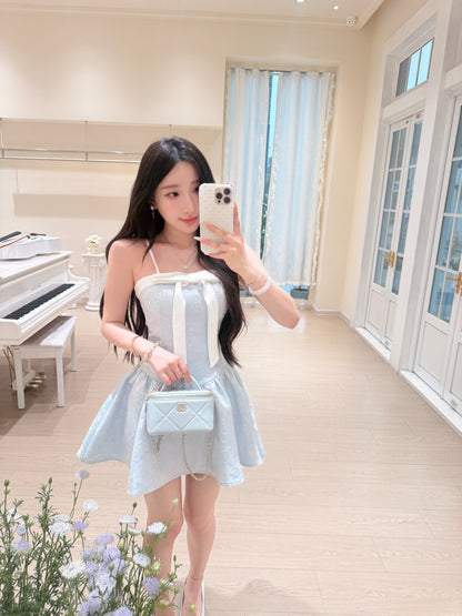 [Girly] Ribbon Spaghetti-strap dress (Q1088)