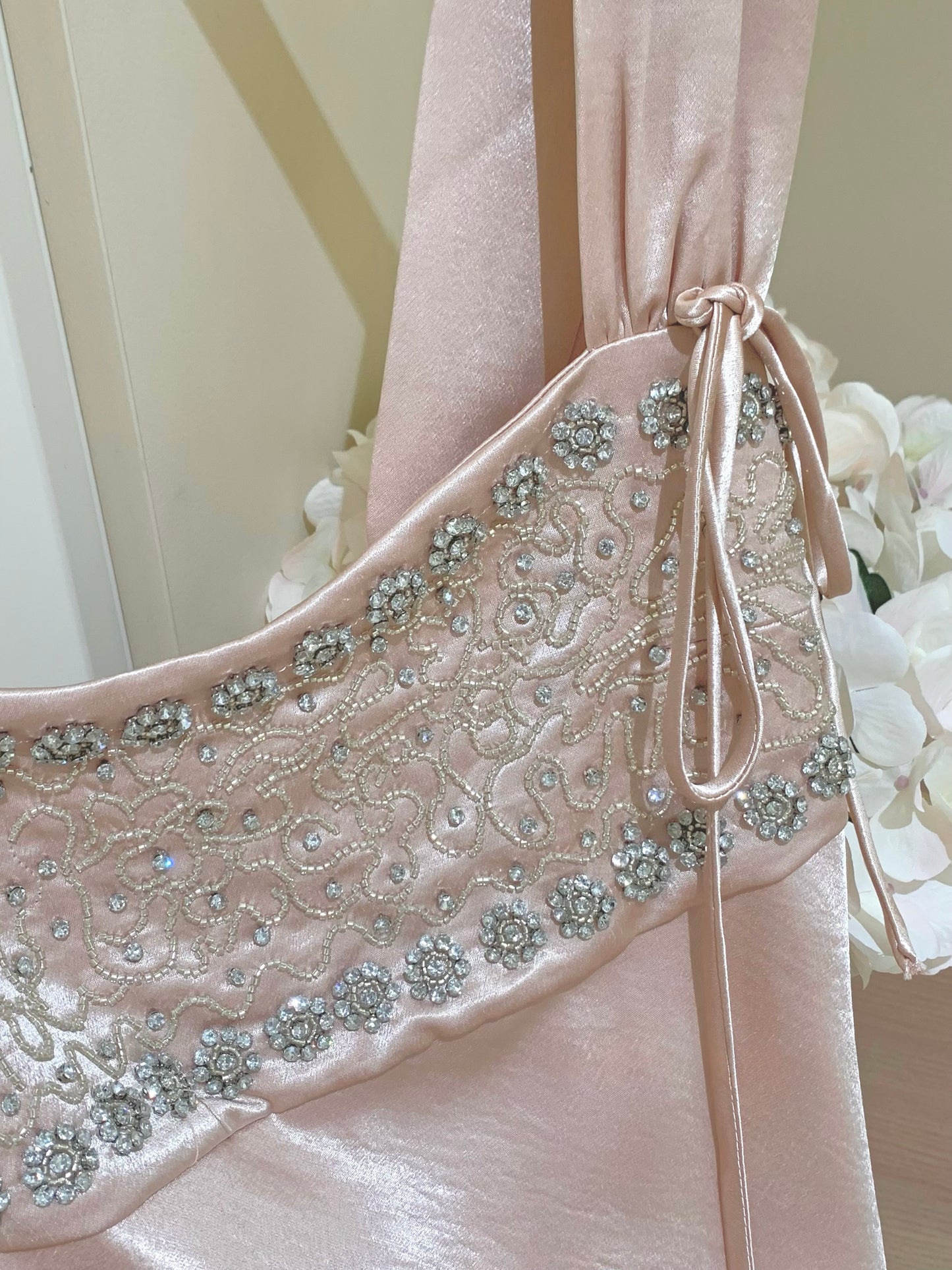 [Luxury] Beaded Satin A-Line Mini Dress (QF059)