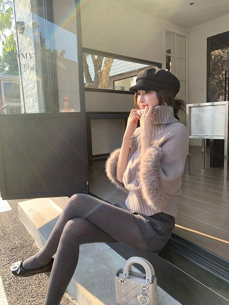 [Stylish] Korean Style High Neck Knitted Sweater