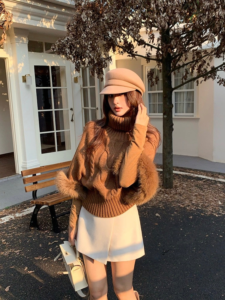 [Stylish] Korean Style High Neck Knitted Sweater
