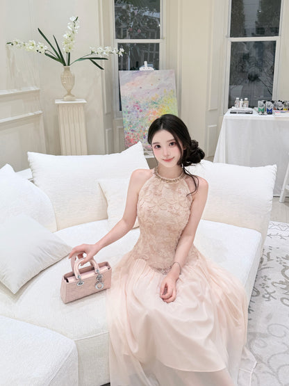 [Wedding Guest] French Lace Halter Dress (QF075)