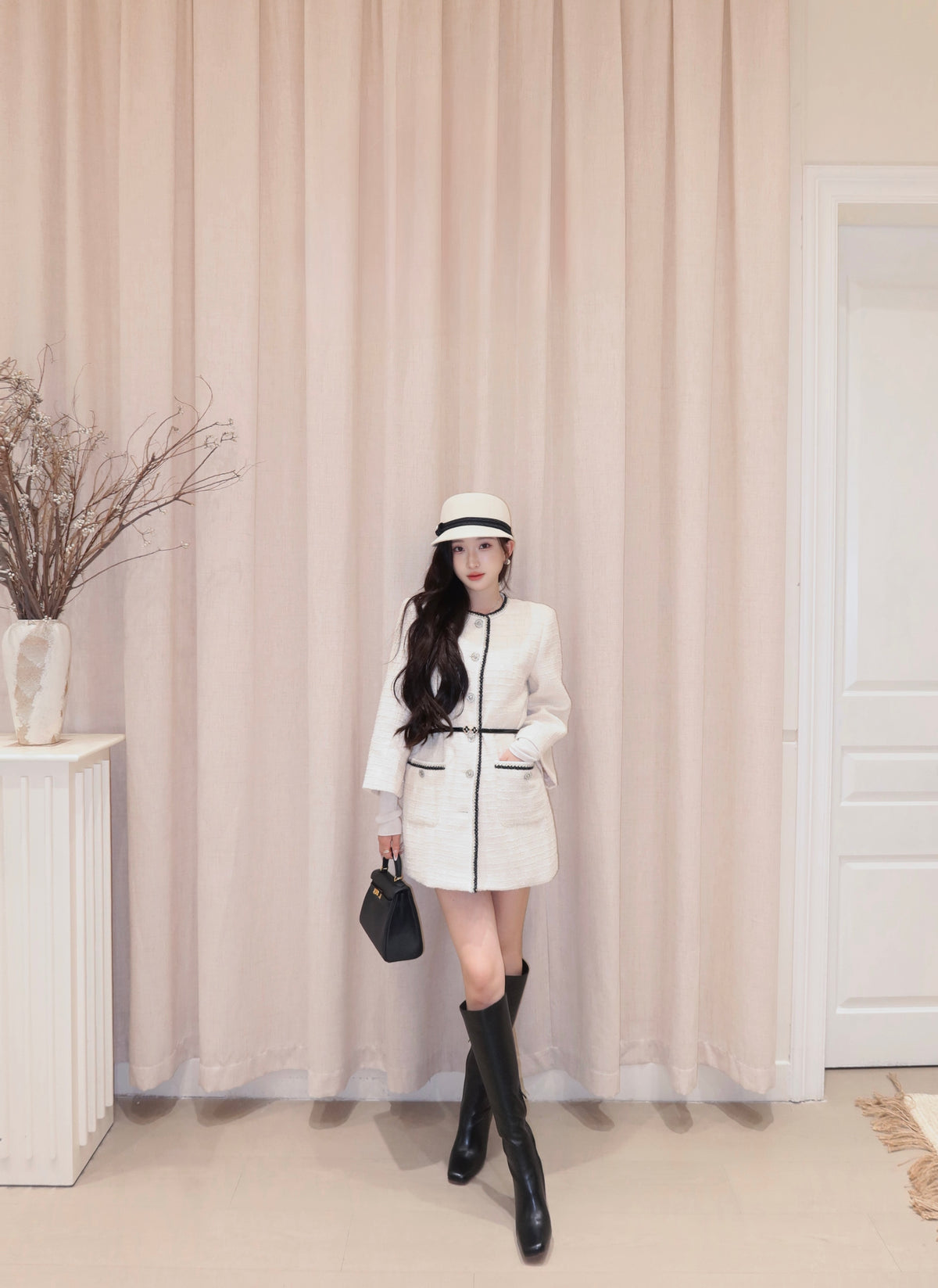 [Lumi Premium] 100% Wool French Tweed Long Jacket (YR2012)