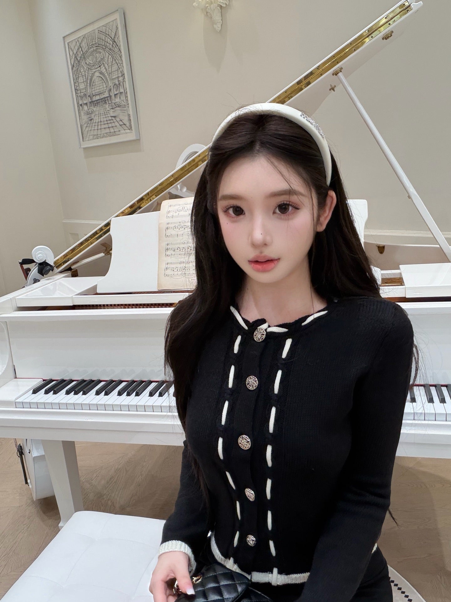 [Workwear] Vintage Chanel Style Contrast Trim Knit Cardigan (MY-06)⁠