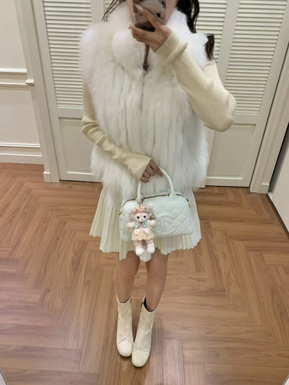 [Luxury] Elegant Fluffy Fox Fur Vest