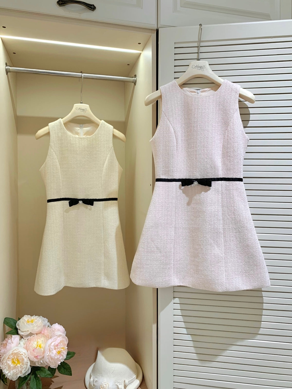 [Elegant] Pearl Tweed Crop Jacket & Skirt Set (Q1522)