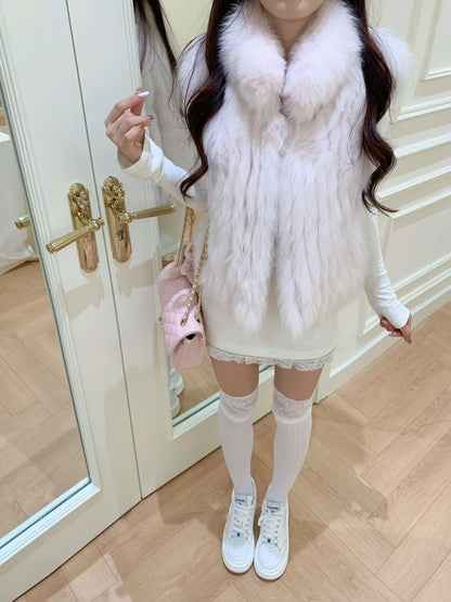 [Luxury] Elegant Fluffy Fox Fur Vest