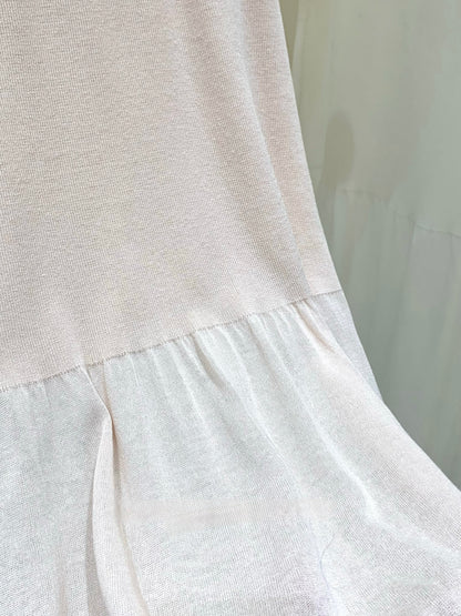 [Elegant] Ruffle Cami + Knit Cardigan + Flared Midi Skirt 3-Piece Set (QF110+QF111)
