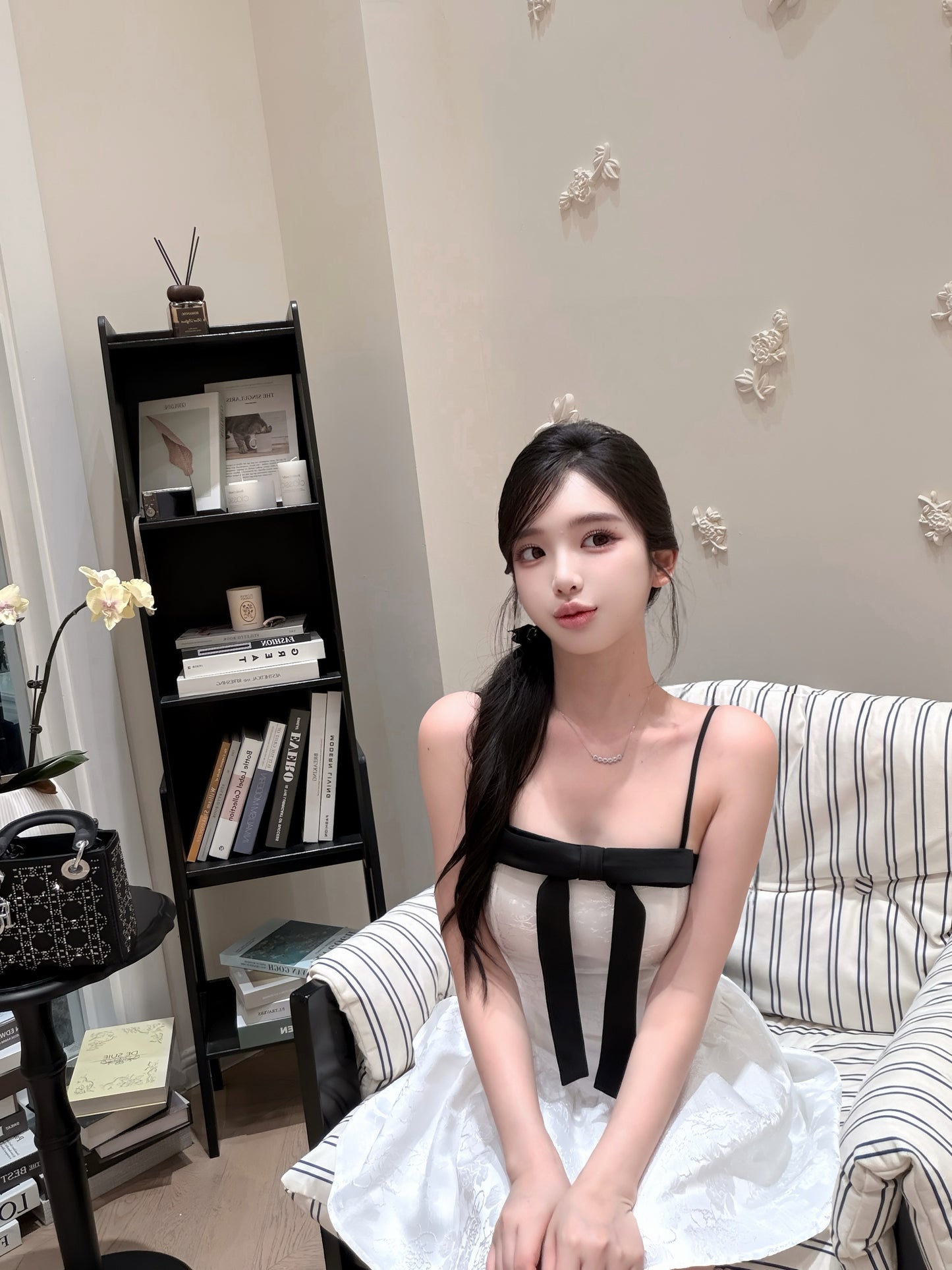 [Girly] Ribbon Spaghetti-strap dress (Q1088)