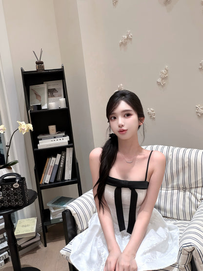 [Girly] Ribbon Spaghetti-strap dress (Q1088)