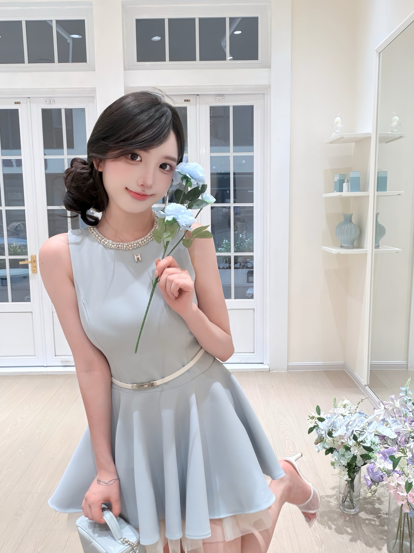 [Celebrity] Princess Slimfit Dress with Belt (QF039)