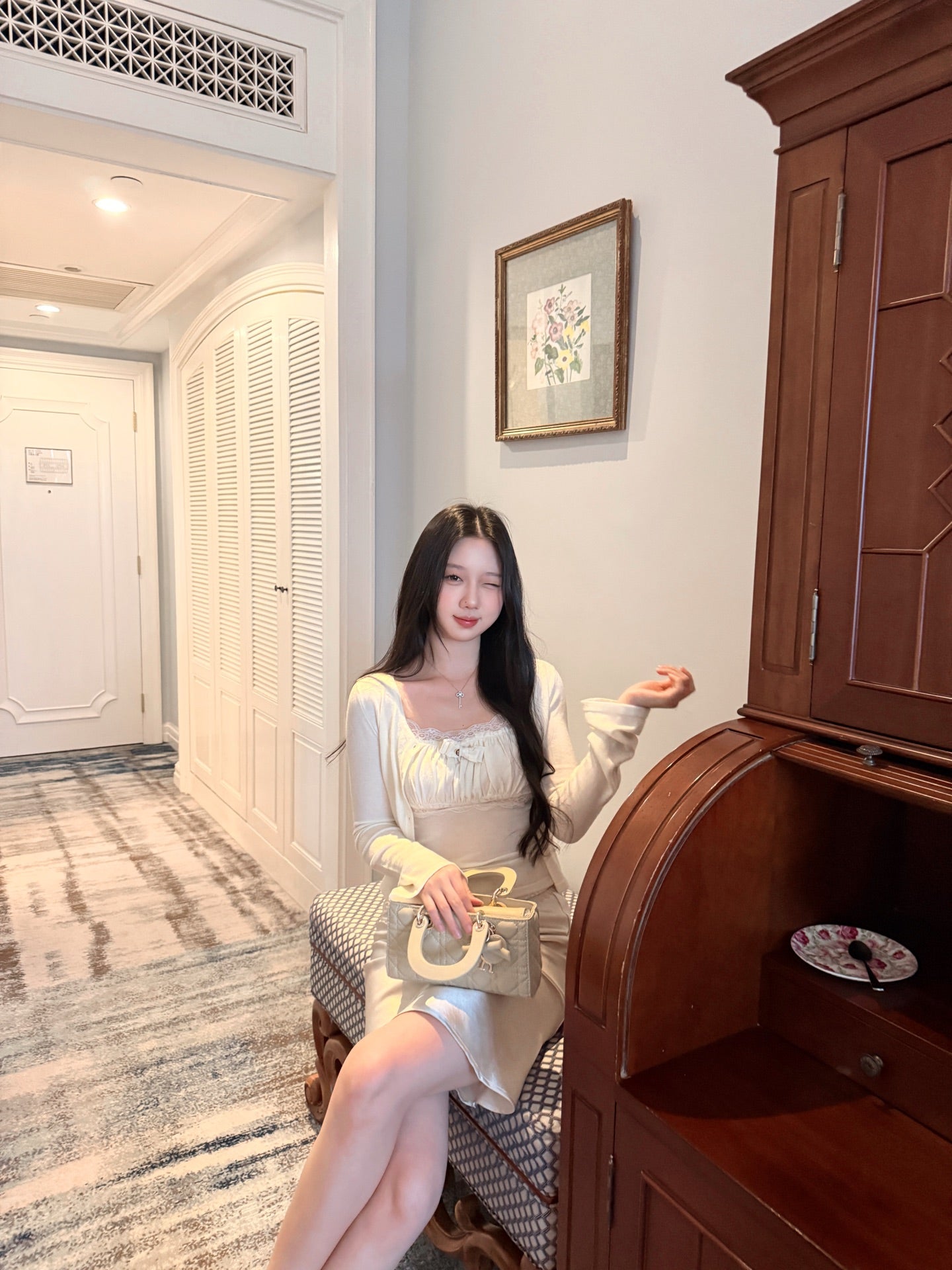 [Coquette] Soft Lace Trim Knit Cami and Cardigan Set (MYQ-01)⁠