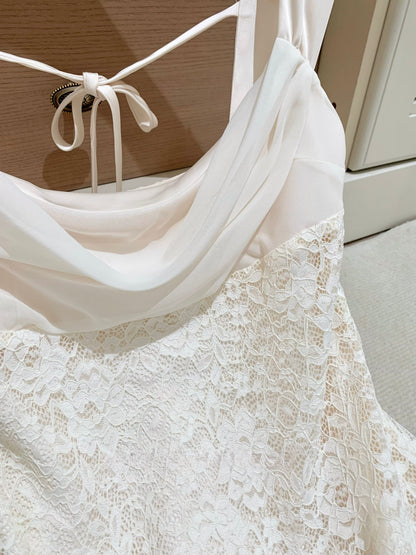 [Coquette] Back-Tie Sleeveless Lace Slip Dress (Q1199)