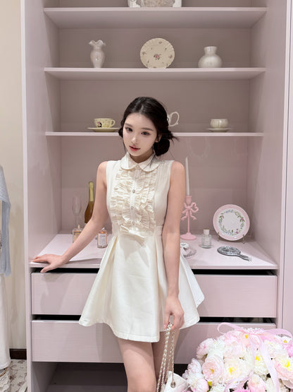 [Preppy] Peter Pan Collar Bow A-Line Mini Dress (Q1177)